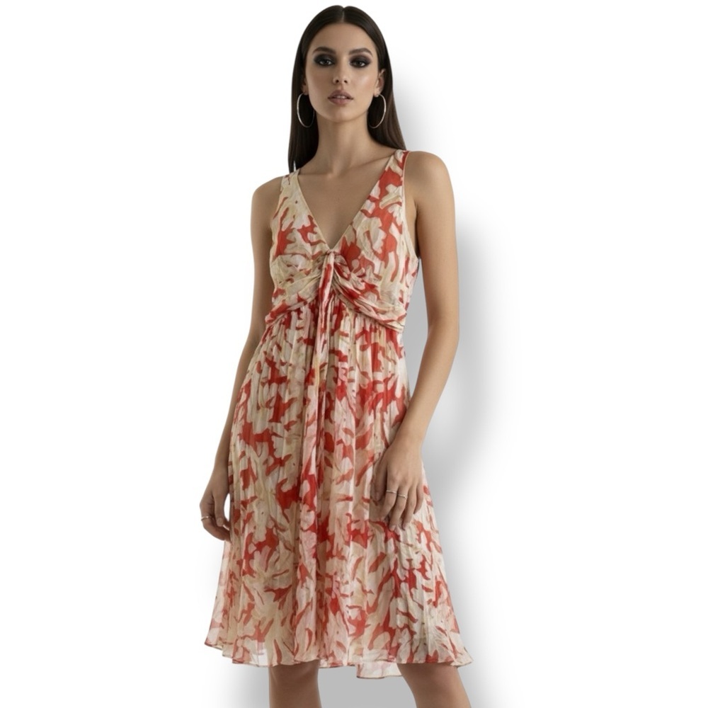 Diane Von Furstenberg Aizel Dress Red Cream Coral Reef Print Silk Dress …